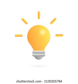 3d realistic light bulb icon. Idea concept. Light bulb isolated on white background. Vector illustration