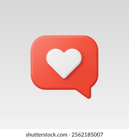 3d Realistic Like icon or Message Heart vector illustration