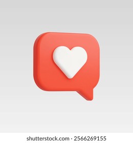 3d Realistic Like icon or Message Heart vector illustration