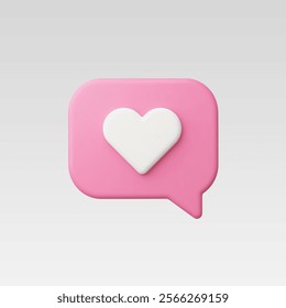 3d Realistic Like icon or Message Heart vector illustration