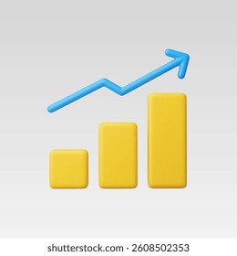 3d Realistic Line Chart Up Icon Vector Illustration