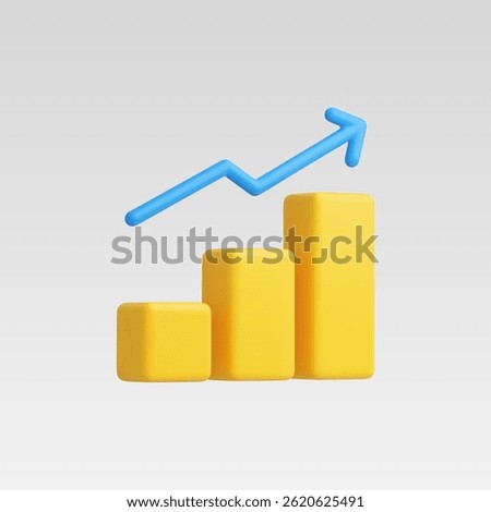 3d Realistic Line Chart Up Icon Vector Illustration