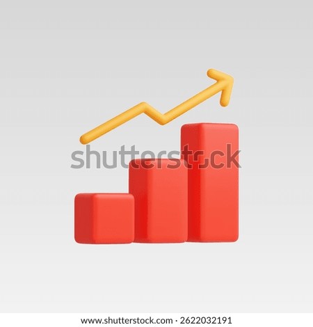 3d Realistic Line Chart Up Icon Vector Illustration