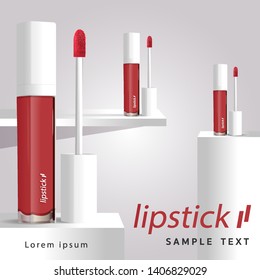 3d realistic lipstick tube template packaging