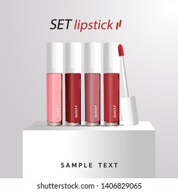 3d realistic lipstick tube template packaging
