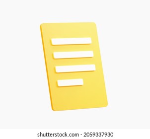 3D Realistic List Document Vector Illustration