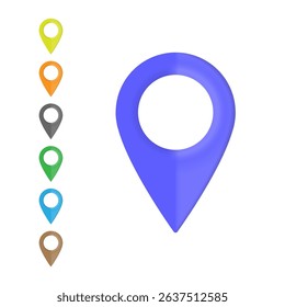 3D Realistic Location map pin gps pointer markers.