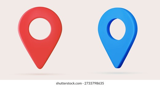 3D Realistic Location map pin gps pointer markers, Geolocation and navigation. Icon for mobile and electronic devices, web design, infographic elements, presentation templates. Vector illustration