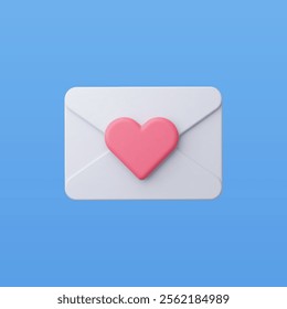 3d Realistic Love message mail vector illustration