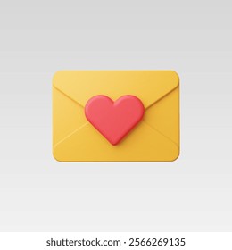 3d Realistic Love message mail vector illustration