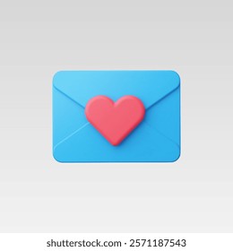 3d Realistic Love message mail vector illustration