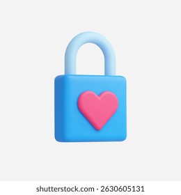 3d Realistic of a love padlock or heart lock vector illustration
