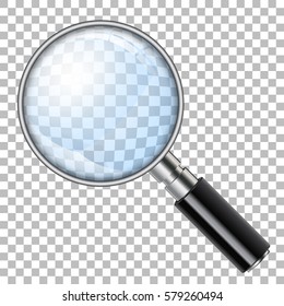 3D Realistic Magnifying Glass (Loupe) on transparent background. Isolated vector illustration.