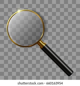 3D Realistic Magnifying Glass on transparent background. isolated vector illustration