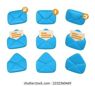 3d realistic mail envelope icon. Incoming mail notify. Online email concept. Vector illustration.