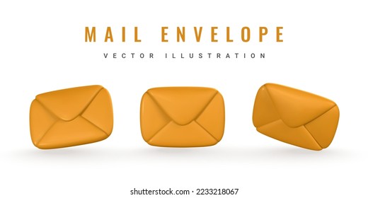 3d realistic mail envelope icon. Incoming mail notify. Online email concept. Vector illustration.