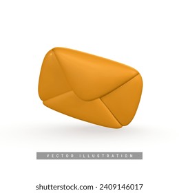 3d realistic mail envelope icon. Incoming mail notify. Online email concept. Vector illustration.