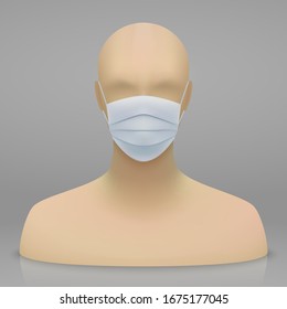 3d realistic mannequin head with medical face mask