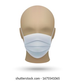 3d realistic mannequin head with medical face mask