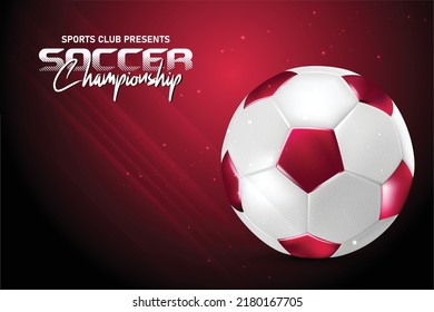 3d Realistic maroon Football flying in fiery flames with soccer championship league sports tournament glow abstract vector background