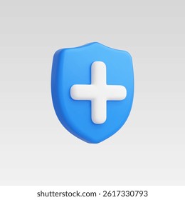 3d Realistic Medical health protection shield cross Vector illustration