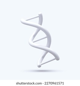 3d dna genético espiral médica realista aislado en fondo blanco. Cartel para la química molecular, la física, la bioquímica al estilo de las caricaturas. Ilustración del vector