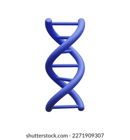 3d dna genético espiral médica realista aislado en fondo blanco. Cartel para la química molecular, la física, la bioquímica al estilo de las caricaturas. Ilustración del vector