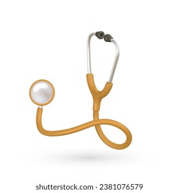 3d realistic medical stethoscope in cartoon style. Doctor equipment icon. Wellness and online healthcare concept. Vector illustration.