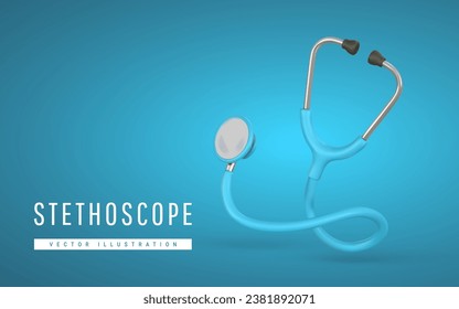 3d realistic medical stethoscope in cartoon style. Doctor equipment icon. Wellness and online healthcare concept. Vector illustration.