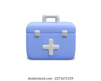 3d realistic medicine chest isolated on white background. First aid kit in cartoon style. Vector illustration