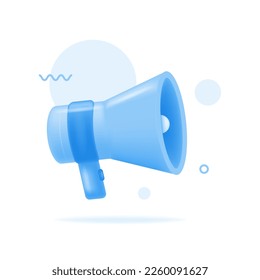 3d realistic megaphone on white background, concept of join us, job vacancy and announcement in modern 3d cartoon style design. 3d vector illustration.