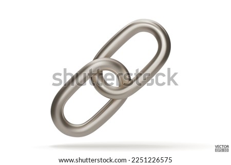 3d Realistic metal Chain or link Icon isolated on white background. Two chain links icon, Attach, Lock symbol. Blockchain link sign. 3D vector illustration