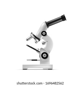 3D Realistic Microscope For Chemistry, Pharmaceutical Or Microbiology. Science Tool. EPS10 Vector