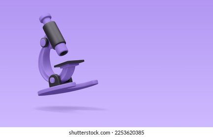 3d realistic microscope isolated on light background. Science, pharmaceutical and education concept. Microbiology magnifying tool. Vector illustration