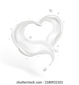 3D Realistic Milk Splash With Heart Shape. EPS10 Vector svg