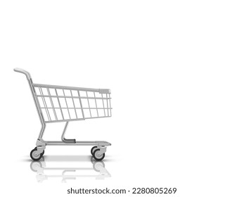 3D Realistic Mini Shopping Cart With Red Items. EPS10 Vector