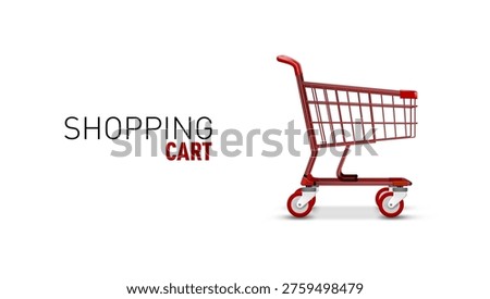 3D Realistic Mini Shopping Cart With Red Items. EPS10 Vector
