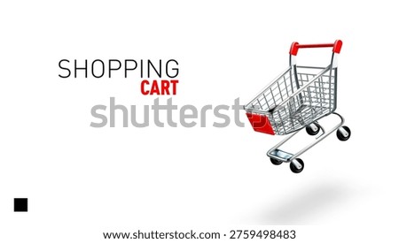 3D Realistic Mini Shopping Cart With Red Items. EPS10 Vector