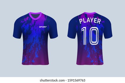 3D realistic mock up of front and back of pink soccer jersey t-shirt kit. Concept for football team uniform or apparel mockup in vector illustration. 