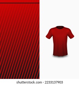 3D realistic mock up of front and back of red soccer jersey t-shirt. Concept for football team uniform or apparel mockup template in design vector illustration