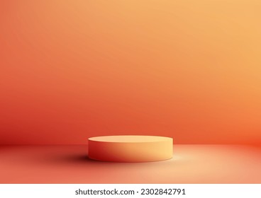 3D realistic mockup display empty red and yellow podium platform on minimal wall scene background and natural light. Use for beauty cosmetic presentation, showcase, showroom, product stand. Vector