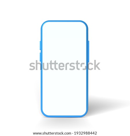 3d realistic Mock-up smart phone empty screen front view isolated on white background, vector illustration