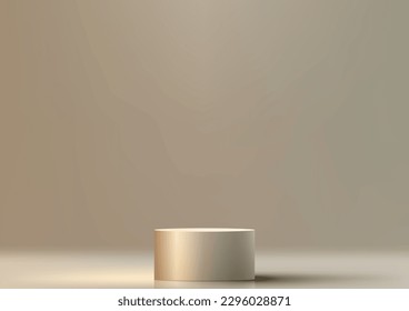 3D realistic modern luxury style shiny golden metallic podium stand minimal wall scene on clean background. You can use for beauty cosmetic presentation, showcase mockup, showroom, product stand promo