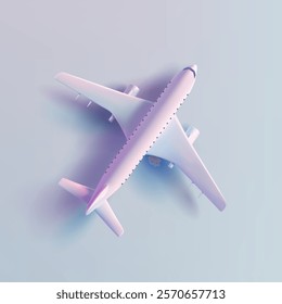 3D realistic modern passenger plane, top view. For concepts of air travel, travel, air transport, and technology. Vector illustration.