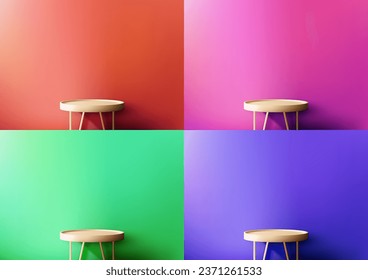 3D realistic modern style brown podium platform stand or table isolated on vibrant background. You can use for beauty cosmetic presentation, showcase mockup, showroom, product. Vector illustration