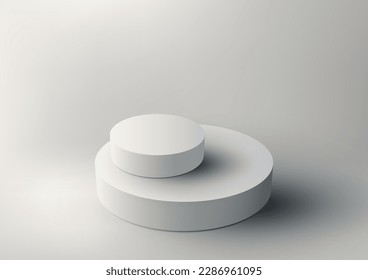 3D realistic modern style empty white podium platform display on minimal wall scene clean background and natural light. You can use for beauty cosmetic presentation, showcase mockup, showroom, product
