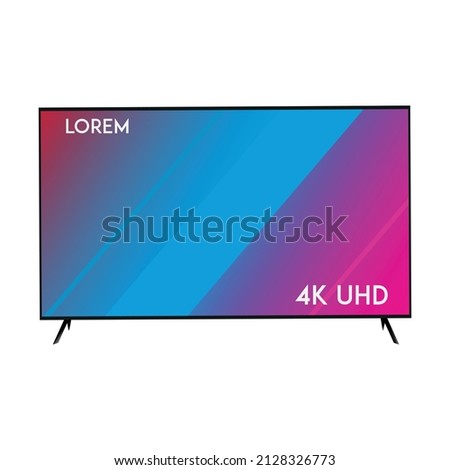 3d realistic modern television with gradient screen background. uhd smart tv vector with a glass screen for mockup. Tv with screen. Television, modern screen lcd, led, HD, 4k, 5k.