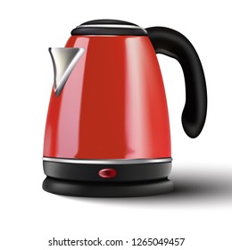 Tetera eléctrica vectorial roja 3d realista.