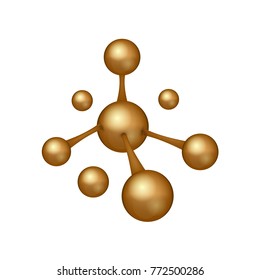 Icono de molécula realista 3D. Signo de ADN. logotipo de biotecnología. Ilustración vectorial. Eps 10.