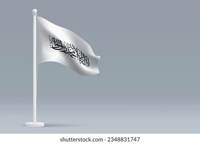 3d realistic national Afghanistan flag isolated on gray background with copyspace